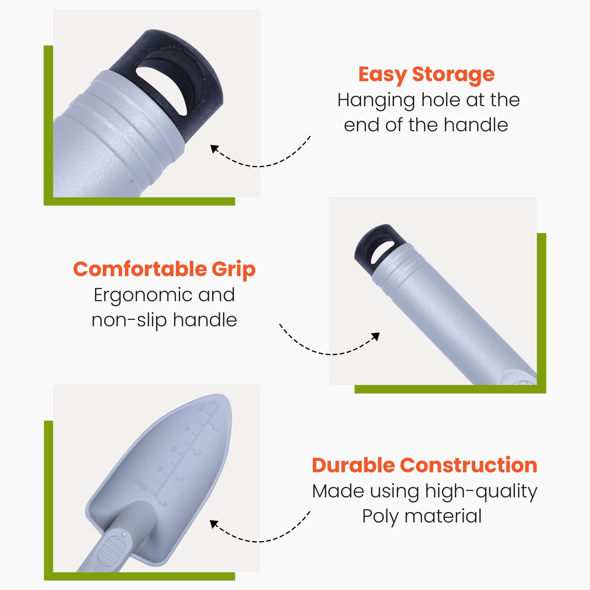 Mintra Garden Tool Set, 4 Piece Heavy Duty Gardening Tools Including Cultivator, Trowel, Shovel & Rake, Durable Poly Material & Non-Slip Handle, Garden Hand Tools Set for Gardening Gift, Fuchsia - Image 5