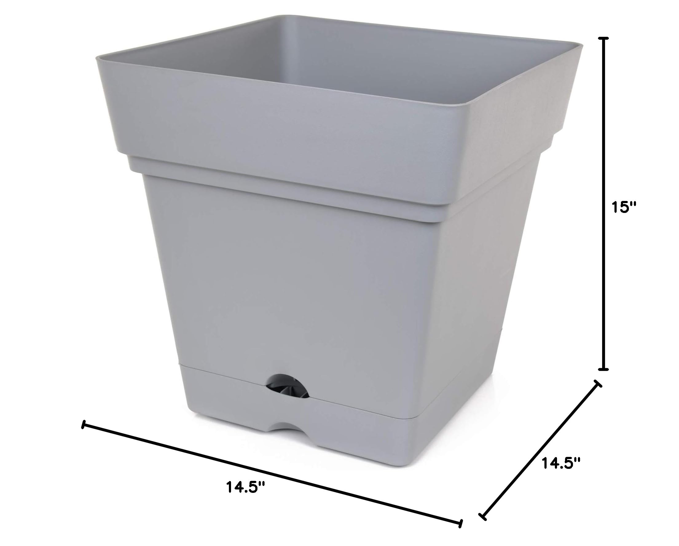 Mintra Home Garden Pot w/Wheels, Large (14.5inW x 15inH), (Grey) - Colorful, Flower Pot, Planter - Image 3