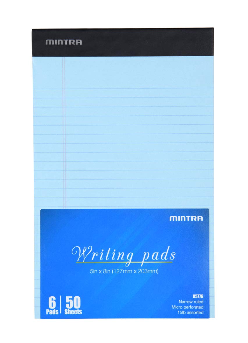 Mintra Office Colorful Legal Pads - Includes 2 Blue, 2 Pink, and, 2 Green Writing Pads, Micro Perforated Lined Sheets, Ideal for Professional & Personal Use, 5"x8" Narrow Ruled, 6 pack Basic Pastel - Image 6