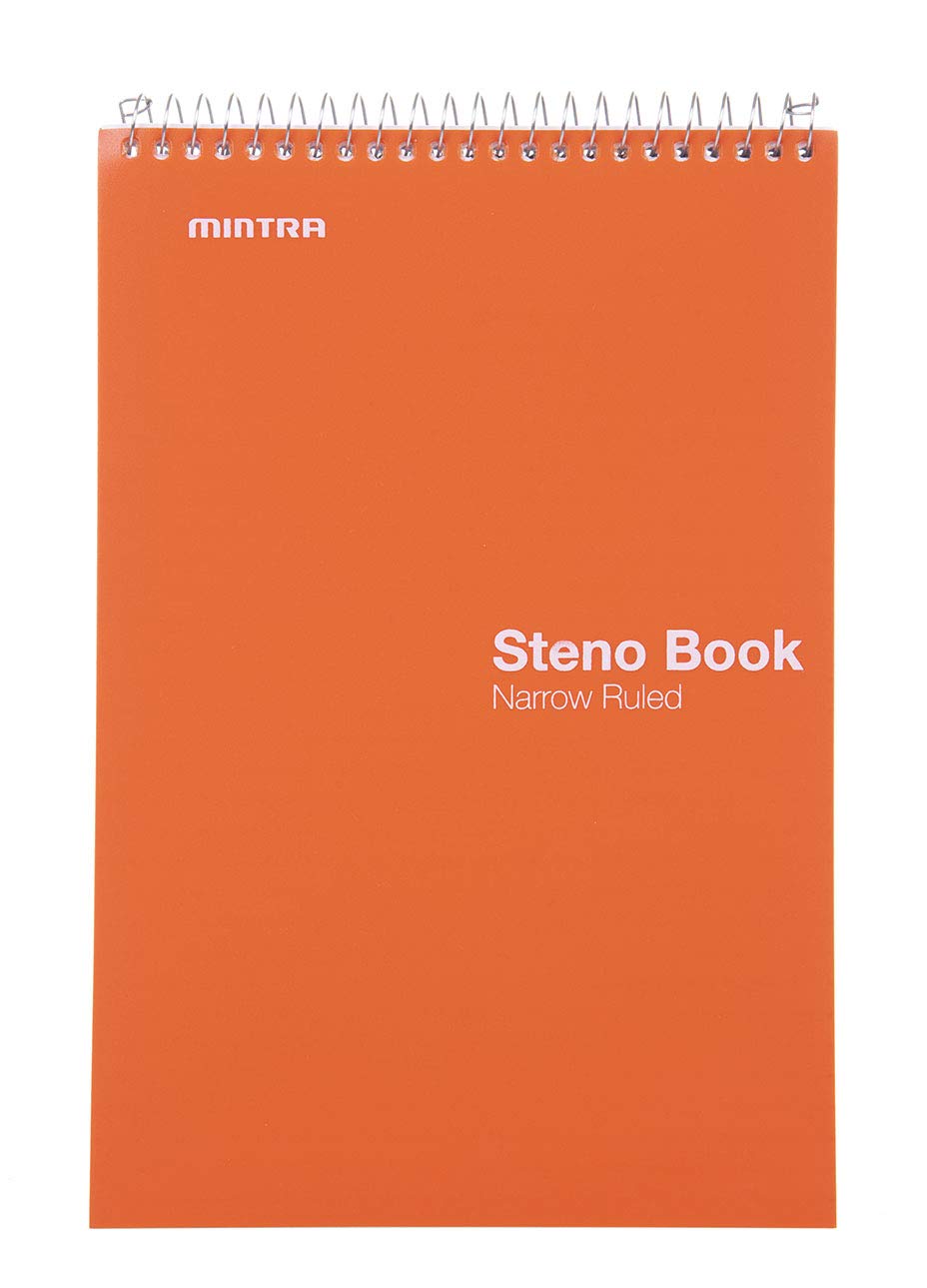 Mintra Office Steno Book - (BRIGHTS - Purp/Wht/Teal/Orange) - Poly Cover, 6in x 9in, 100 sheets, Narrow Ruled for Writing Notes for school, office, work, 6x9 steno notepad, top bound spiral notebook (8 PACK) - Image 7